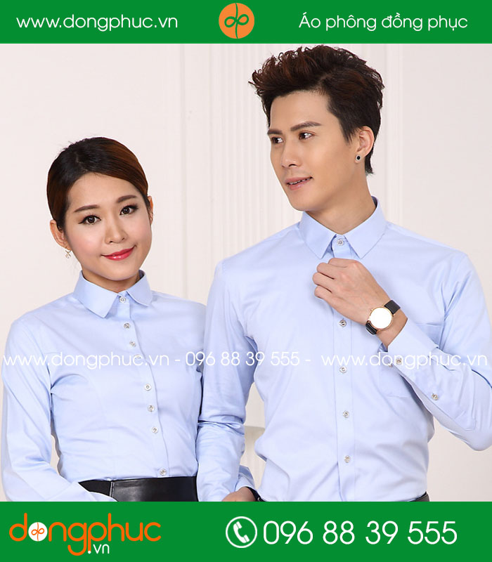 Đồng phục áo sơ mi màu xanh dương